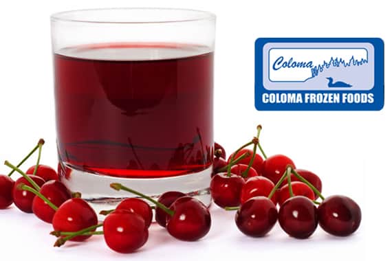 cherries with glass of juice