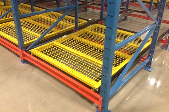 close up of wire pushback cart